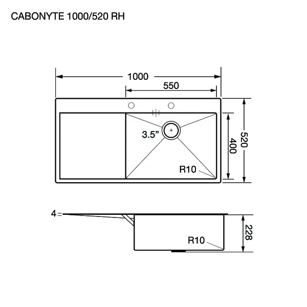 EVE อ่างล้างจาน รุ่น CARBONYTE 1000/520 RH image 2 EVE อ่างล้างจาน รุ่น CARBONYTE 1000/520 RH image 2