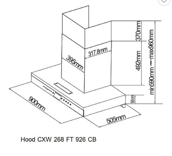 FRANKE ชุดเซ็ต เครื่องดูดควันแบบกระโจมติดผนัง CXW 268FT926CB + เตาแก๊ส FHG8318 image 3 FRANKE ชุดเซ็ต เครื่องดูดควันแบบกระโจมติดผนัง CXW 268FT926CB + เตาแก๊ส FHG8318 image 3