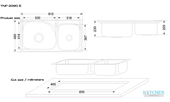 TECNOGAS อ่างล้างจาน รุ่น TNP 2090 S image 2 TECNOGAS อ่างล้างจาน รุ่น TNP 2090 S image 2
