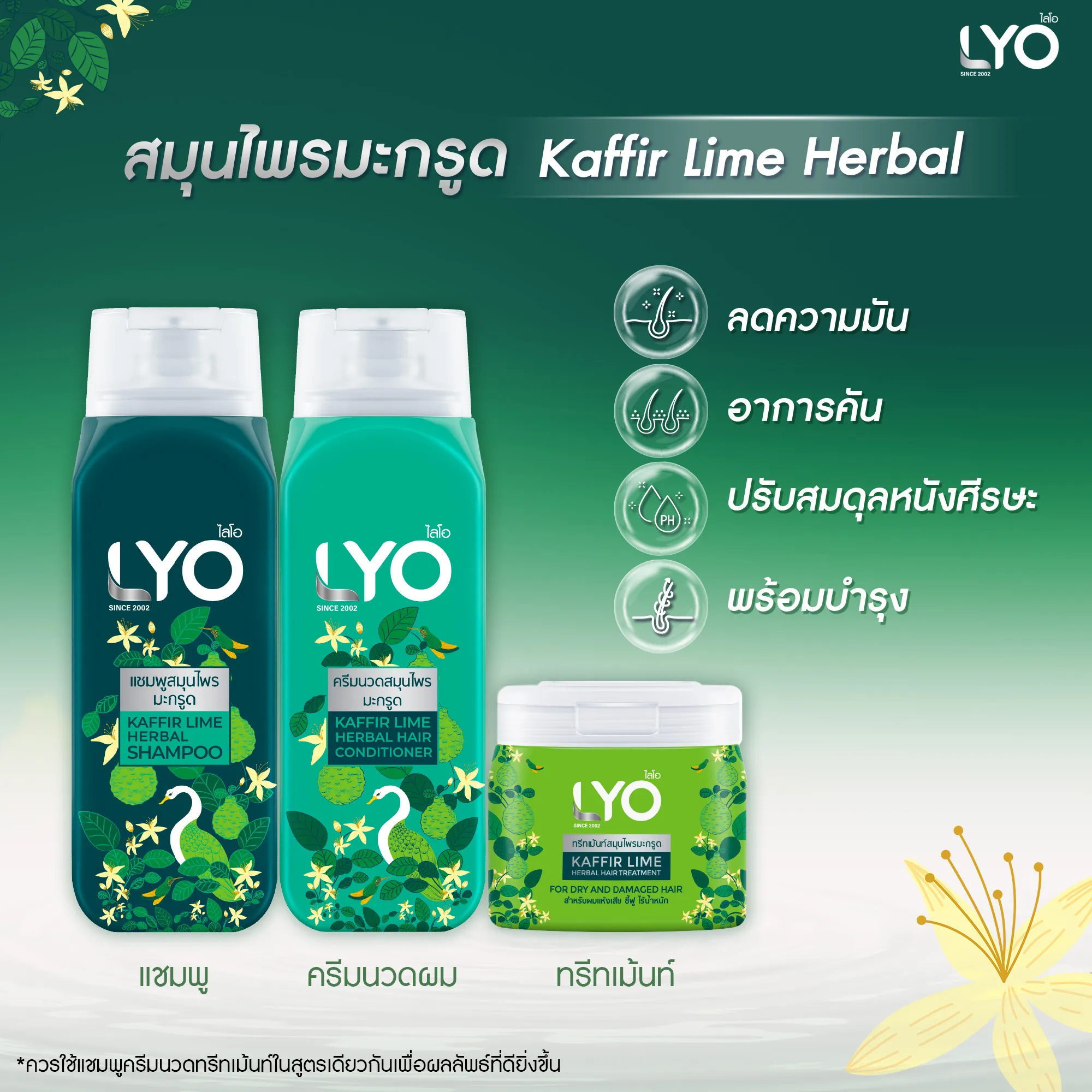 ไลโอ ทรีทเม้นท์สมุนไพรมะกรูด LYO KAFFIR LIME HERBAL HAIR TREATMENT