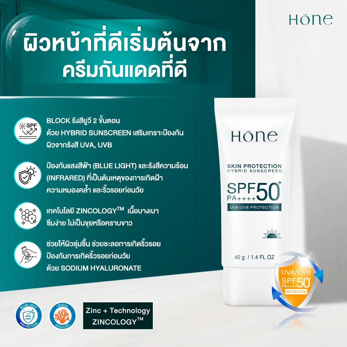 ครีมกันแดด HONE SKIN PROTECTINON SUNSCREEN 2 แถุม 1 ขวด (โปรเปิดตัว)
